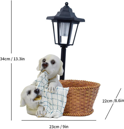 Solar-Powered Resin Animal Figurine – Weatherproof Garden Ornament with Integrated Lighting, Hand-Painted Decorative Statue | Enchanting Outdoor Sculpture for Patio, Lawn, Porch, Christmas Display