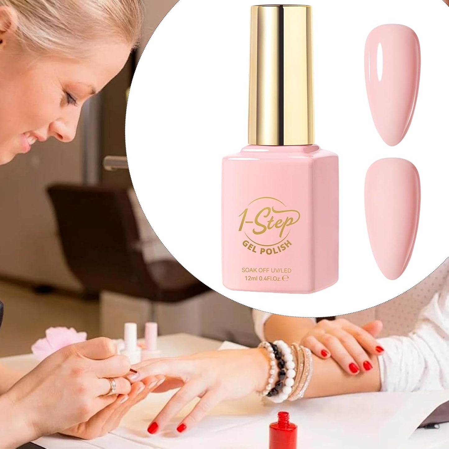 1 x smalto gel, nudo glossy color, base topcoat, 12 ml uv compatibile formula, for Spring Manicure Art, Salon and Home Beauty Nail Care Product Suits Salon Use Set