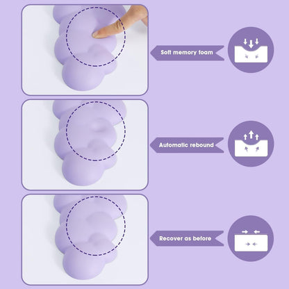 Cloud-Soft Ergonomic Wrist Rest for 100 Keys 87 Keys 68keys Keyboard PU Material Anti-Slip Rubber Base Memory Foam Cloud-Shaped Palm Rest for Computer Laptop,Pain Relief (Purple)