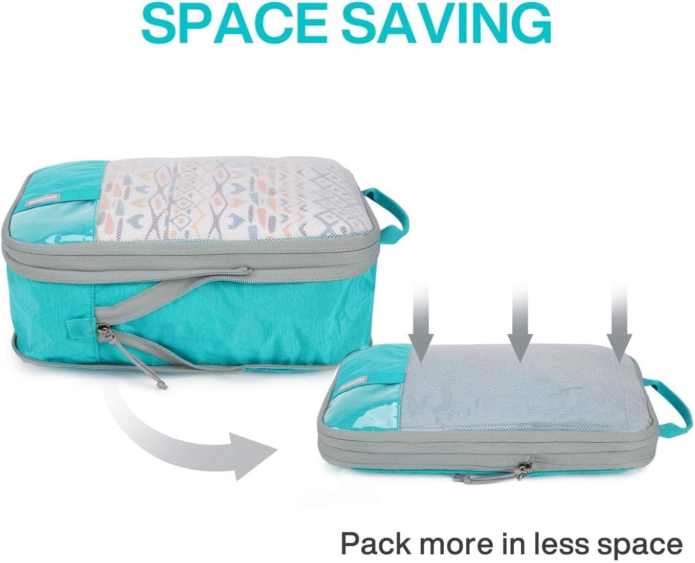 BAGSMART 6 Set Compression Packing Cubes, Lightweight Vacation Travel Essentials for Women, Travel Accessories for Suitcase Organizer Bags Set, Durable Luggage Organizer Bags