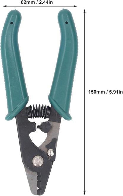 VELATEMOR 3 Hole Fiber Stripper, Quick & Accurate Optic Fiber Stripping Tool with Safety Lock, Automatic Reset Spring, Ergonomic Design, Long Lasting for Electrical Work