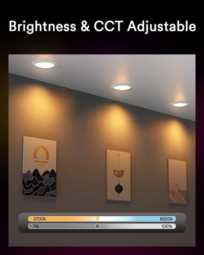 Lumary 13W Smart Flush Mount Ceiling Lights 5/6 Inch, RGBWW WiFi LED Disk Light, Color Changing 2700-6500K Dimmable Recessed Lighting, Surface Mount, Work with Alexa/Google Assistant