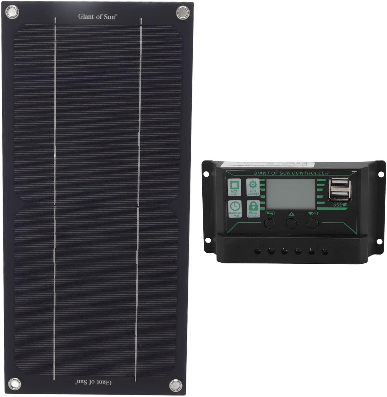 gernie 600W 18V Solar Panel Kit Battery Charger, Solar Panel Starter Kit with 100A Charge Controller, Crocodile Clip & Suction Cup, for RV Marine Boat Off Grid System