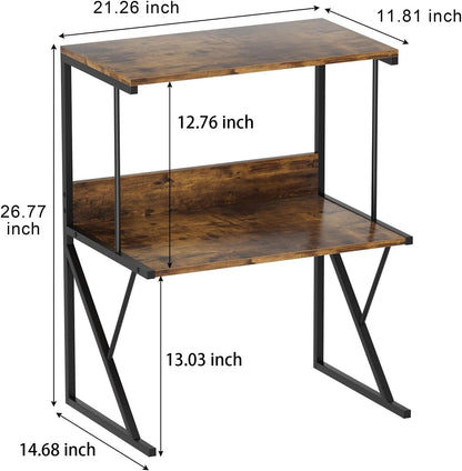 aboxoo Printer Stand for Desk, Desktop Printer Shelf Large Printer Stands 3 Tiers Multi-Purpose Desk Office Organization Shelves for Home Office Printer Fax Book, Rustic Brown