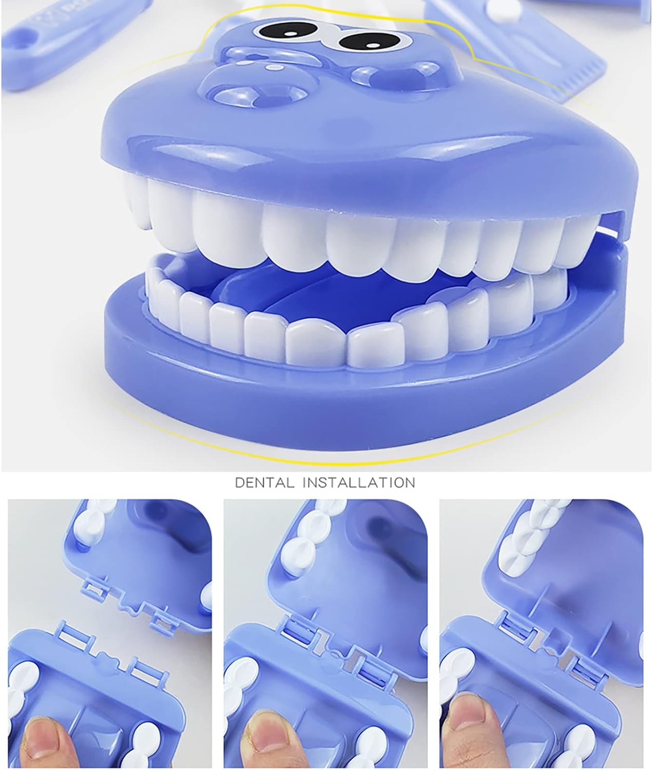 Dental Early Education Brushing Toys, YOUYA DENTAL 9Pcs/Set Children Role Play Toy Crocodile Early Education Cartoon Tooth Brushing Model Preschool Education Toy Dentist Game for Kids Classroom PURPLE