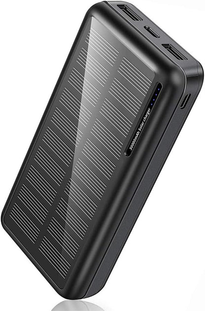 ZHAM 30000mAh Solar Power Bank, Portable Charger Solar Charger Power Bank with 2 USB Outputs, External Battery Pack for Outdoor Activities Compatible with iPhone 14/13/12, Sumsung Galaxy S23/S22 etc