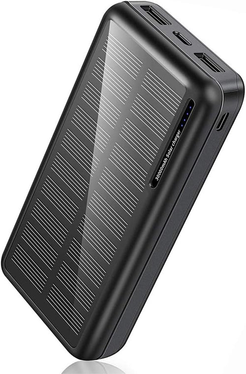 ZHAM 30000mAh Solar Power Bank, Portable Charger Solar Charger Power Bank with 2 USB Outputs, External Battery Pack for Outdoor Activities Compatible with iPhone 14/13/12, Sumsung Galaxy S23/S22 etc