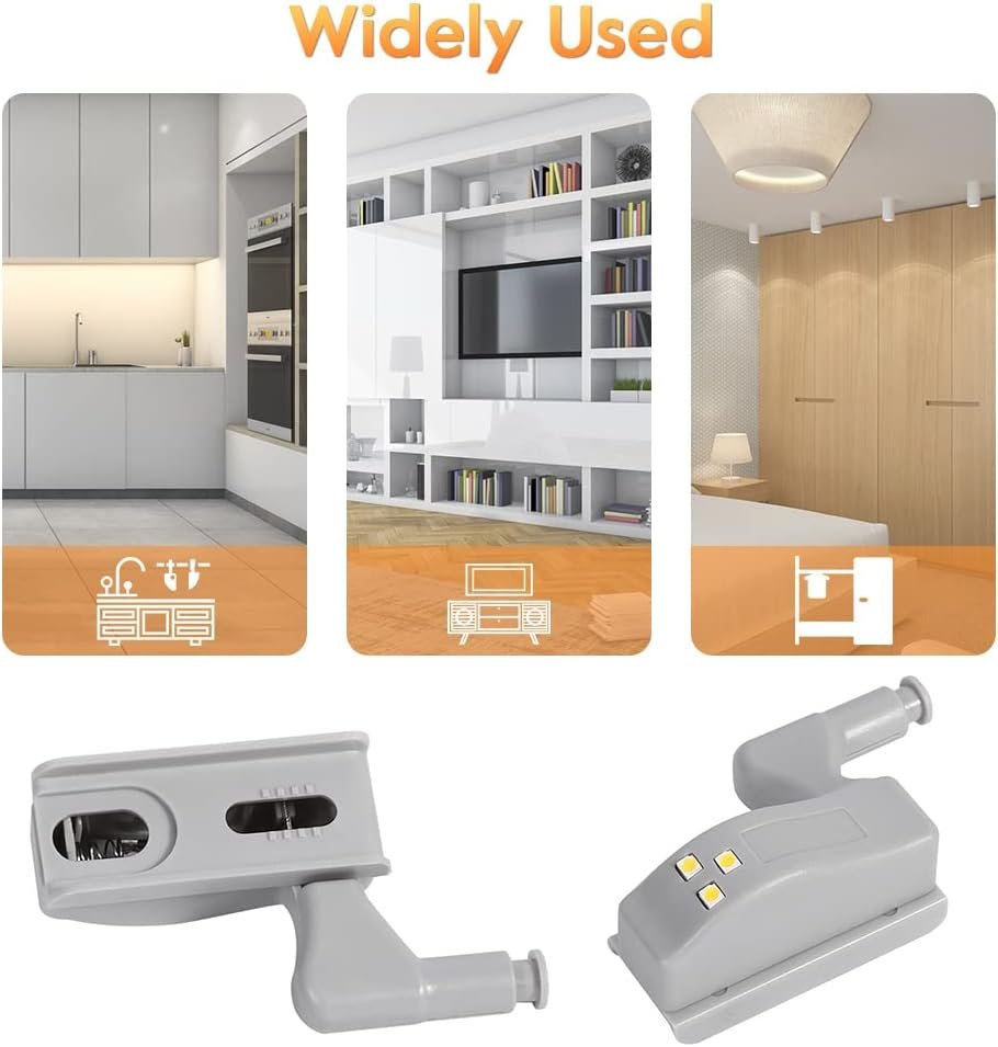 Joyzan Cabinet Hinge LED Light, Sensor Lights Universal Cupboard Light Smart Touch Induction for Modern Kitchen Home Lamp Closet Night Lamps Under Wardrobe Living Room Bedroom 10PCS Warm or White