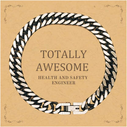 Health and Safety Engineer Unique Cuban Link Chain Bracelet for Grads, Small, Silver Plated Zinc, Cubic Zirconia