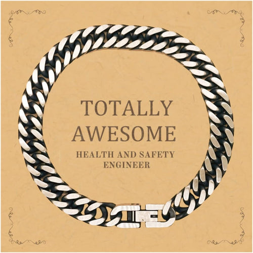 Health and Safety Engineer Unique Cuban Link Chain Bracelet for Grads, Small, Silver Plated Zinc, Cubic Zirconia