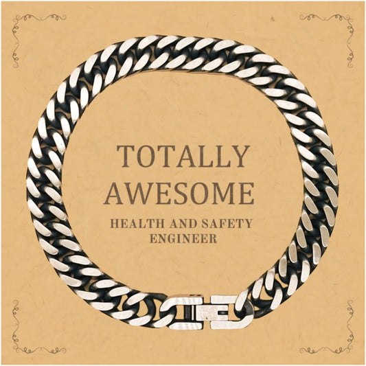 Health and Safety Engineer Unique Cuban Link Chain Bracelet for Grads, Small, Silver Plated Zinc, Cubic Zirconia