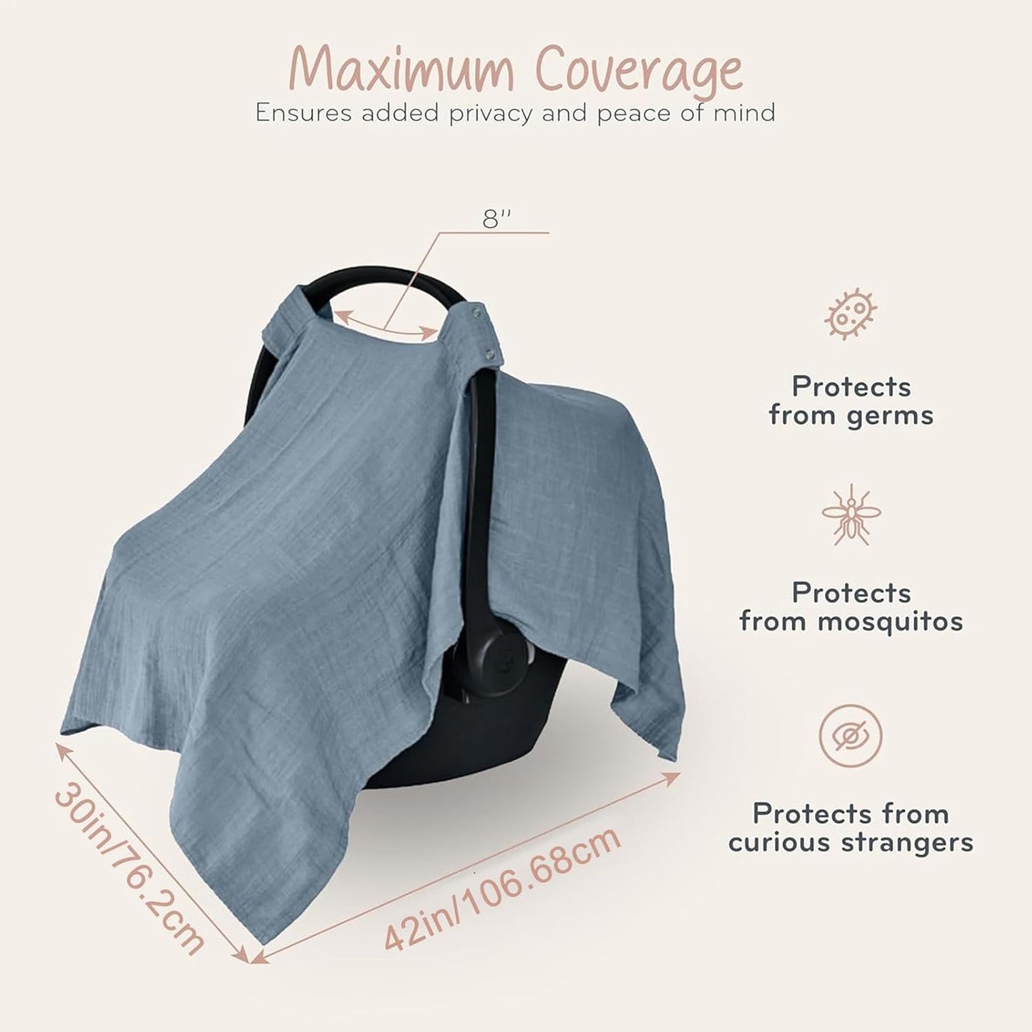Car Seats Cover Baby, Cars Seat Canopy Breastfeeding Covers, Breathable Soft Fabric, Stretchy Privacy Shield, Ideal for Travel Gear, Outdoor Vacation, Family Outing, 20x7x2cm