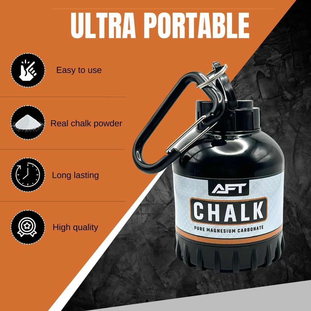 Arlu Fitness Tech Sports Chalk (On-The-Go) by - Gym Chalk, Rock Climbing Chalk, Gymnastics Chalk. Portable, Easy to use and Easy to Refill Container. Less Mess, Premium Grade Chalk with no fillers