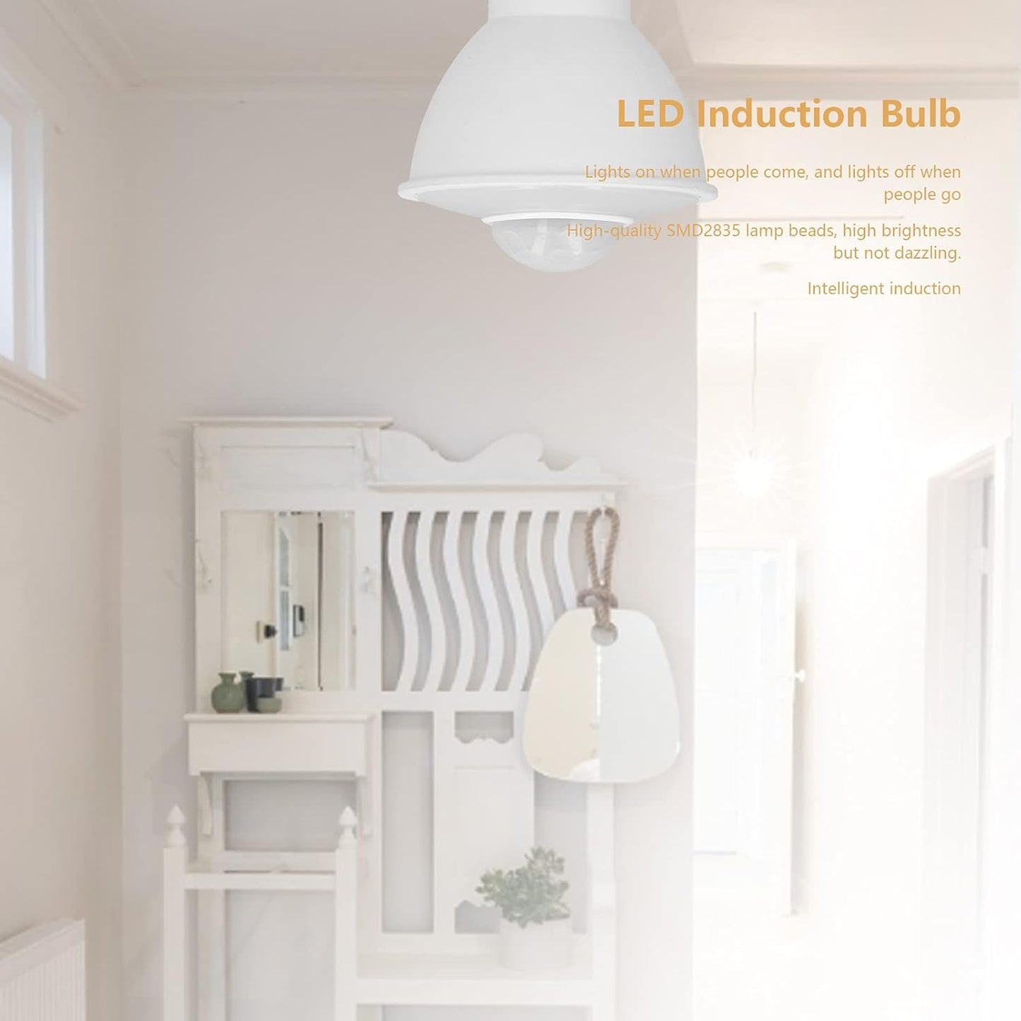 Motion Sensor Light Smart Bulb - Infrared Body Sensing GU10 Bulb, 5W 500LM LED, AC100-240Volt White Light for Indoor Lighting