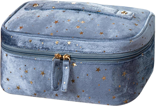 Travel Makeup Bag,Velvet Makeup Bag with Handle Cosmetic Bags for Women,Beautician Storage Bag,Large and Classy Makeup Organizer