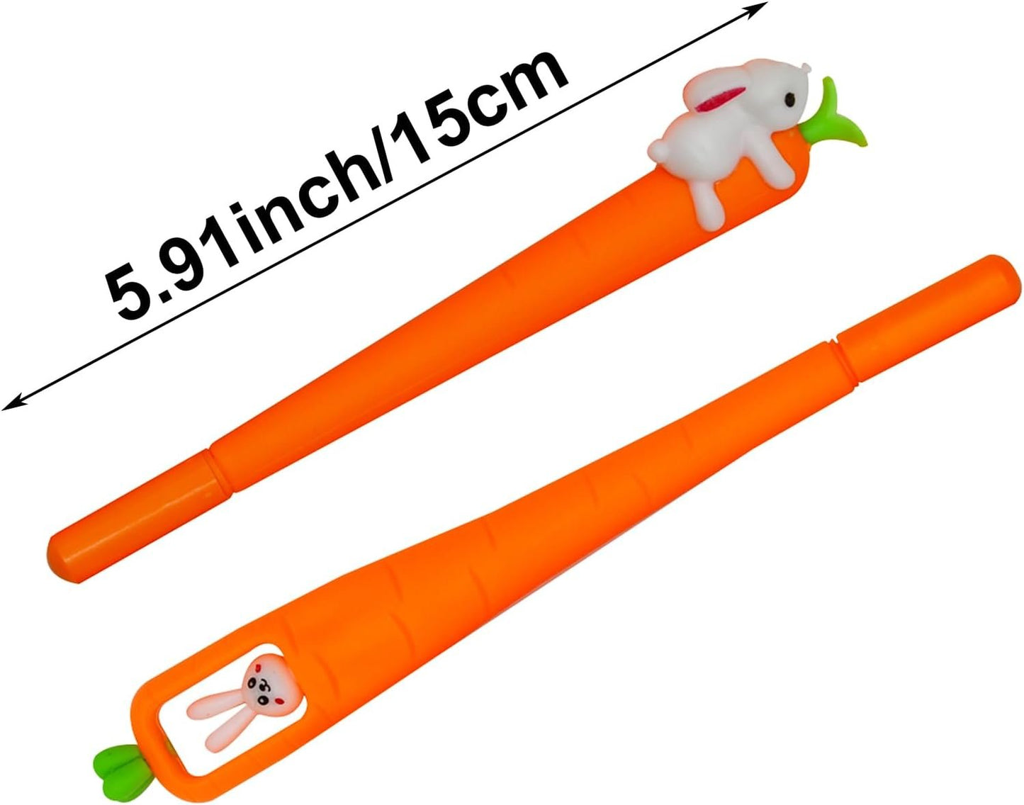 Maydahui 12PCS Cute Easter Bunny Carrot Gel Pens Comfortable Grip Rabbit Carrot Writing Pens Black Ink For Students Teachers Coworkers Shcool Stationery Easter Party Desk Decor