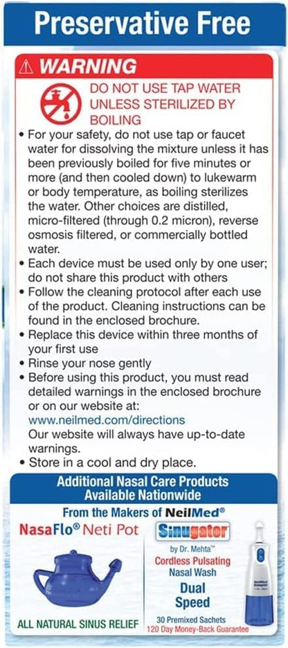 NeilMed Sinus Rinse 100 Premixed Packets – All Natural Nasal Irrigation for Sinus Relief, Moisturization, and Daily Hygiene – Drug-Free, Preservative-Free (Pack of 2)