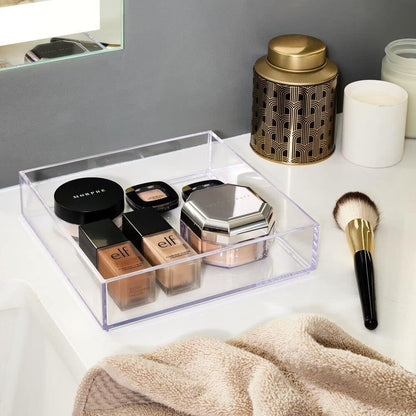 iDesign Clarity Plastic Drawer Organizer, Storage Container for Vanity, Bathroom, Kitchen Drawers, Clear