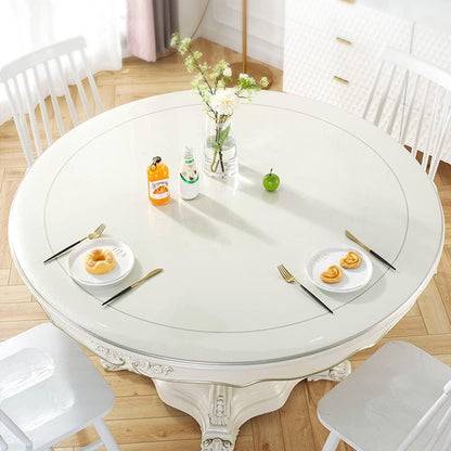 38 Inch Dia Round Clear Furniture Table Protector 1.5mm Thick Clear Plastic Tablecloth Wipeable Water Resistant Tabletop Cover PVC Vinyl Circle Coffee Dining Upgraded Version Tabletop Protective Pad