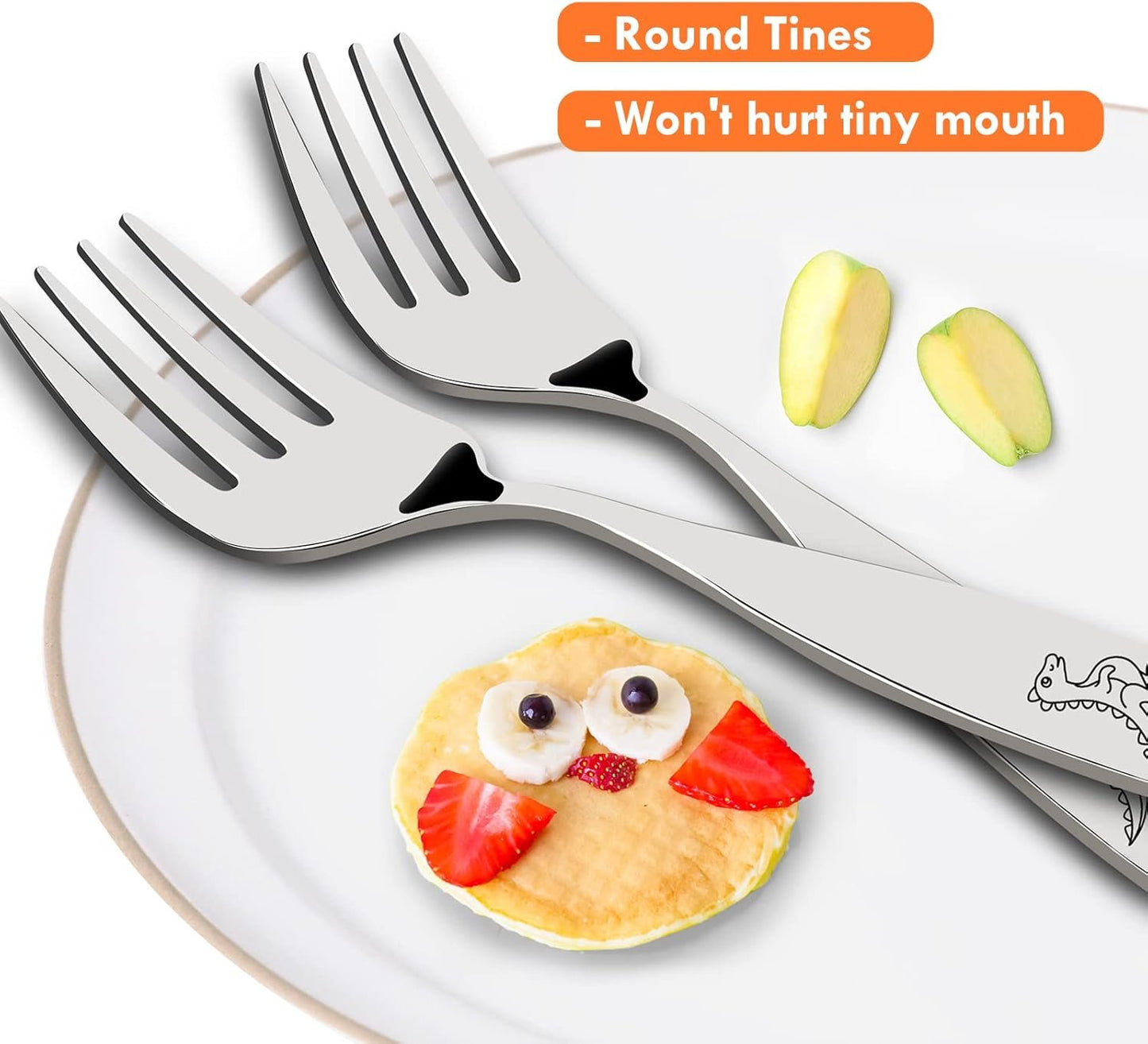 Lehoo Castle Kids Utensils - Stainless Steel Toddler Silverware Set With Forks, Spoons, Knives (Dinosaur x 6)