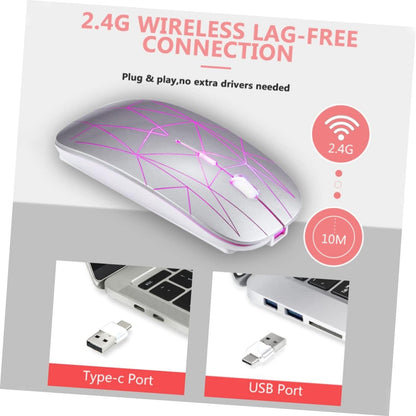 Uonlytech Upgrade Your Desk Double-Jointed Wireless Mouse Silent RGB Lighting / -c for Home/Office Use