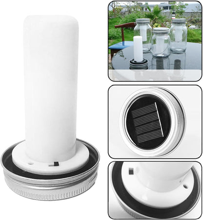 Solar Jar Light Lids, Sun-Powered Replacement Top, Wide-Mouth Cover Design, 4.45x2.76x2.76 Inches, 600mAh Battery Capacity, 6-8 Hour Charging, for Backyard, Patio, Wedding