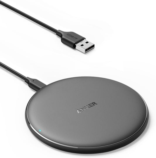 313 Anker Wireless Charger (Pad), Qi-Certified 10W Max for iPhone 14/14 Pro/14 Pro Max/13/13 Pro Max, AirPods (No AC Adapter, Not Compatible with MagSafe Magnetic Charging)