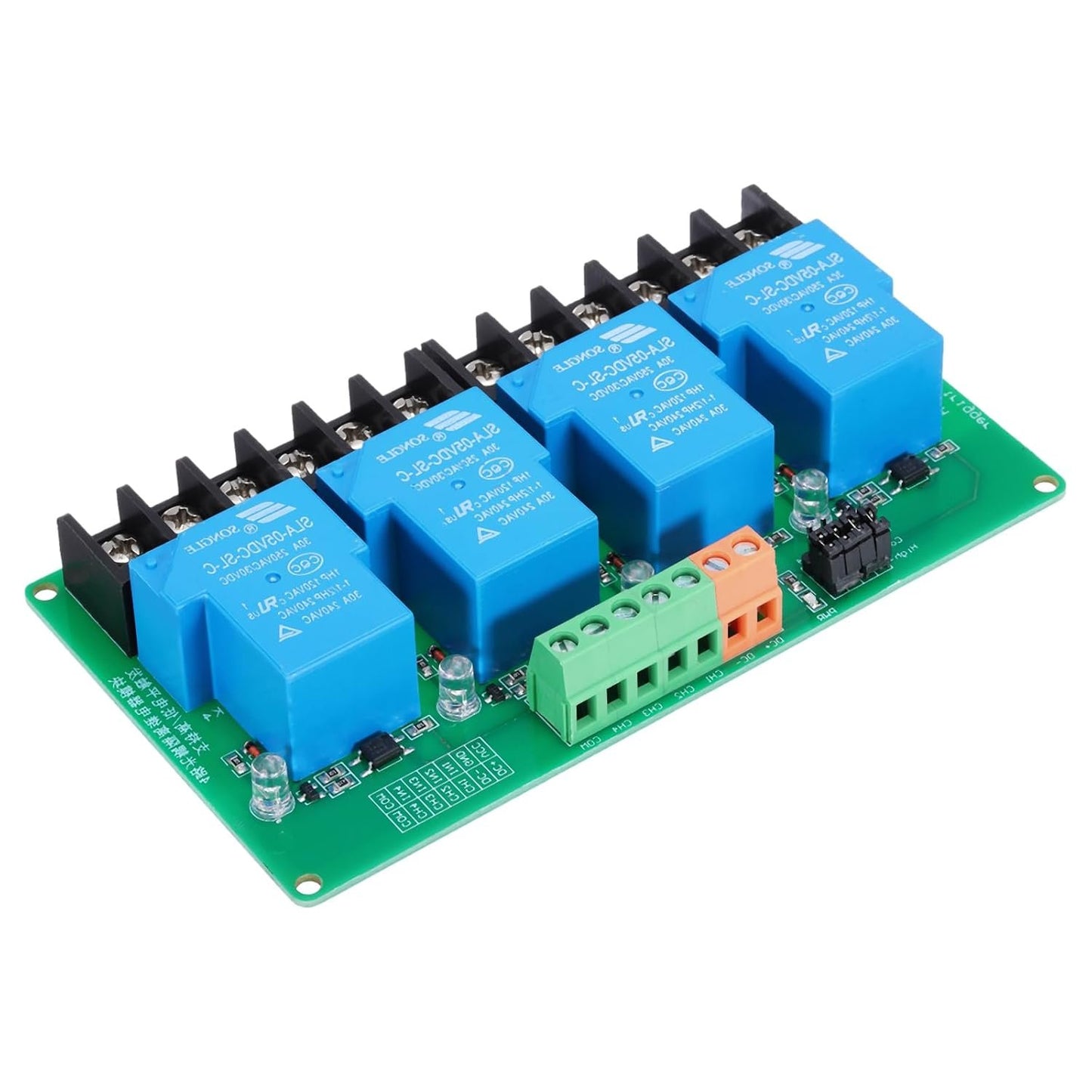 MECCANIXITY 1 Pcs DC 5V 4 Channel Relay Module Switch Boards Shield 30A High or Low Level Trigger for Electronics Industrial Home Automation