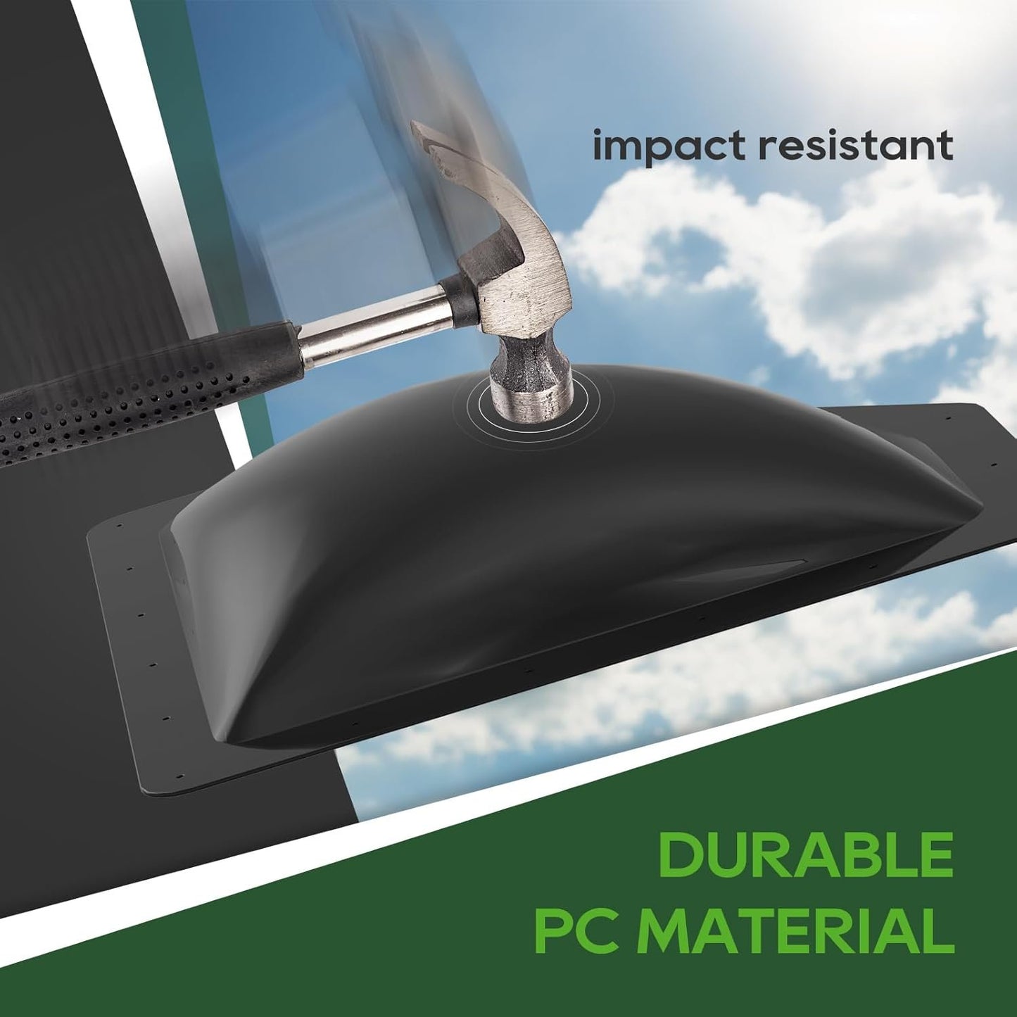 RVGUARD RV Skylight Replacement, 11" x 24" Outer Dimension Skylight Fits All Standard 8" x 20" Openings, RV Skylight for Camper Trailer Fifth Wheel Truck, UV Resistant, Impact Resistant, Black