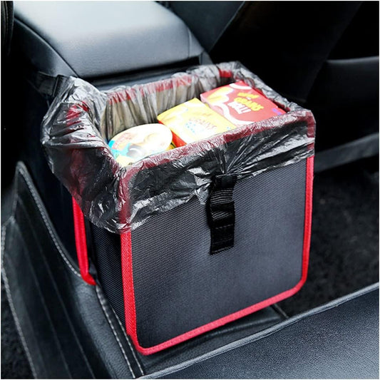 Car Trash Can,Hanging Waterproof Oxford Fabric Car Trash Bin with 7L Large Capacity,Multipurpose Car Accessories Car Organizer Car Garbage Bag for Keeping Interior Tidy (Black+Red)