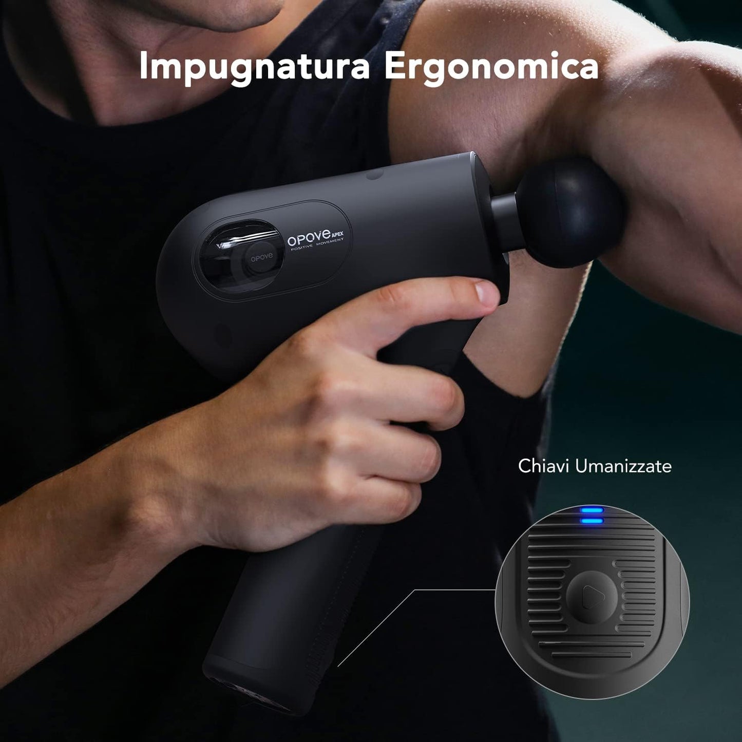 Opove Muscle Massage Gun Deep Tissue 14.5 mm Portable Electric Muscle Massager Ergonomic Design for Neck, Back, Shoulders and Legs Muscle Relaxation Apex Black