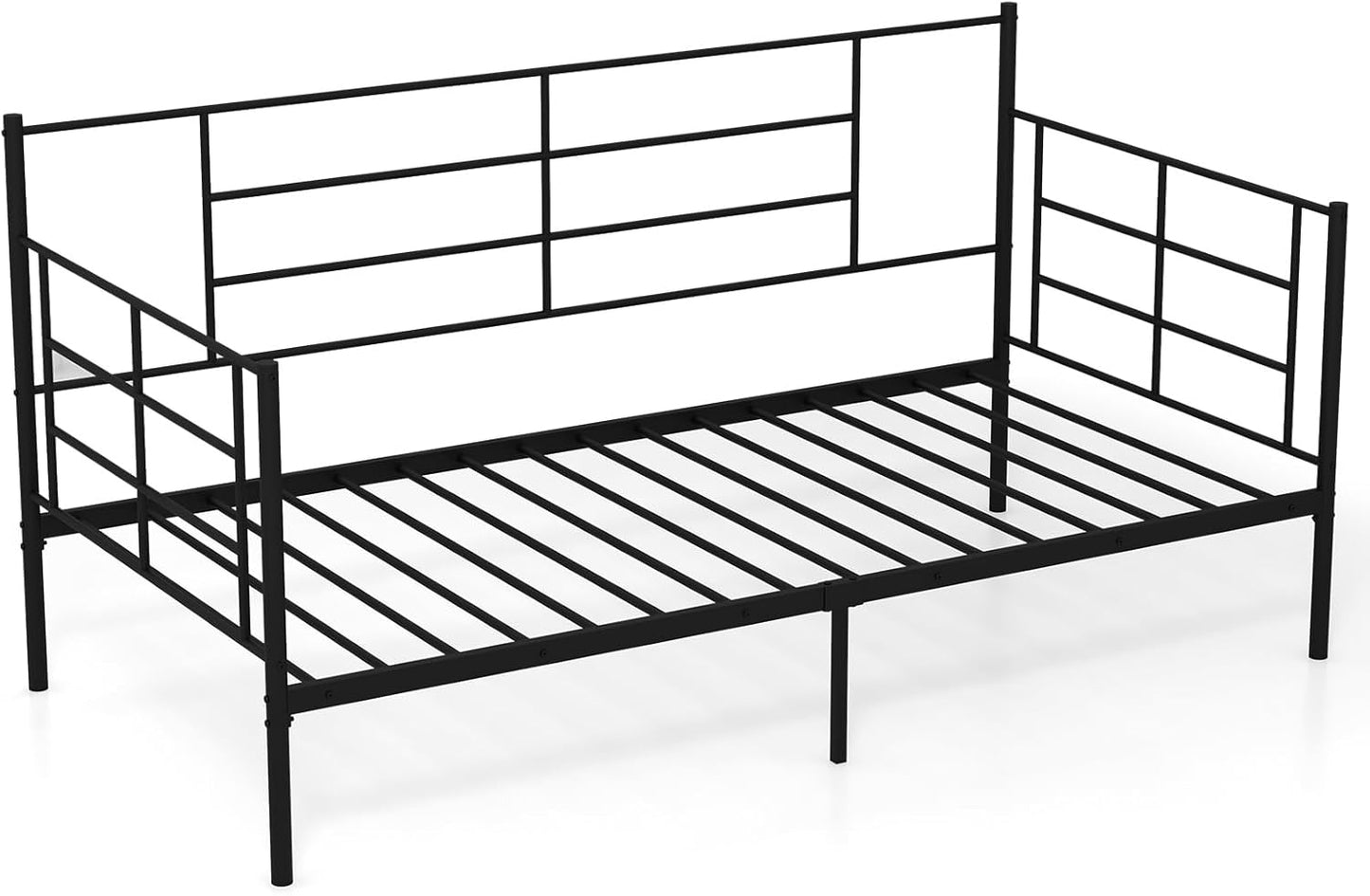 Giantex 2-in-1 Single Daybed, Sofa Bed with Arms & Back, Single Platform Bed with Metal Slat Support for Living Room, Guest Room, No Box Spring Needed
