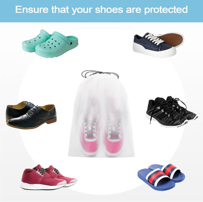 Set of 6 Shoe Bag, Transparent Drawstring Backpack Travel Organizer, Clear Large Portable Storage Pouch Set, Waterproof Dustproof Design, Ideal for Women, Teens, Suitcase, Trains