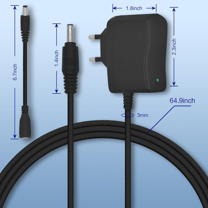 PIXESTT DC/AC Charger 6 V 1 A, Adapter for Charging Vetch and Other Electronic Devices 6 V 1 A, 1.8 m Long, with Two Conversion Cables