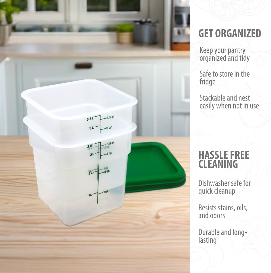 Cambro 4SFSPP190 4 Qt. Translucent Container with SFC2452 Kelly Green Lid, 4Quart, pack of 2