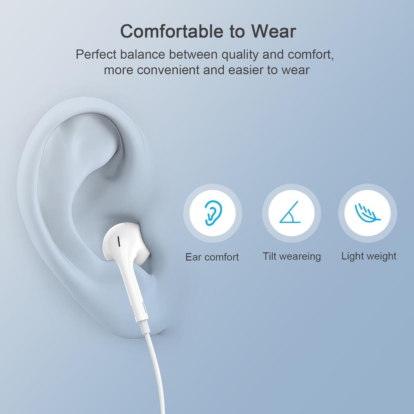 Apple Earbuds with USB C Wired Earphones Noise Canceling Isolating with USB-C Plug (Built-in Microphone & Volume Control) for Phone 15 Android Smartphone and Other USB C Type C Device