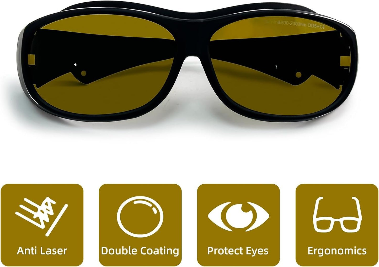 FONLAND Laser Safety Glasses for Laser Engraving Marking OD5+ 200-540nm & 800-2000nm Near Infrared Light, Blu, Green, UV Light Fiber Laser Goggles Eye Protection