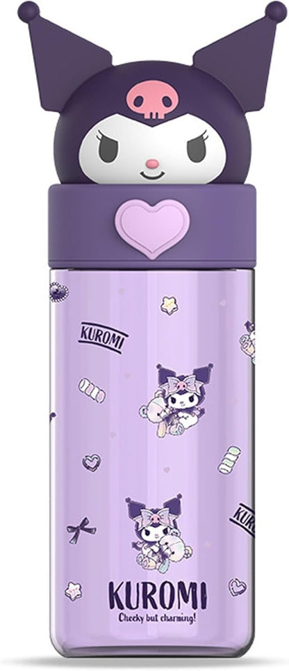Roffatide Cartoon Kuromi Plastic Cup Bottle Portable Tumblers Travel Mugs Plastic Shaker Bottle Direct Drinking Cup Water Track Bottle Portable Leakproof Water