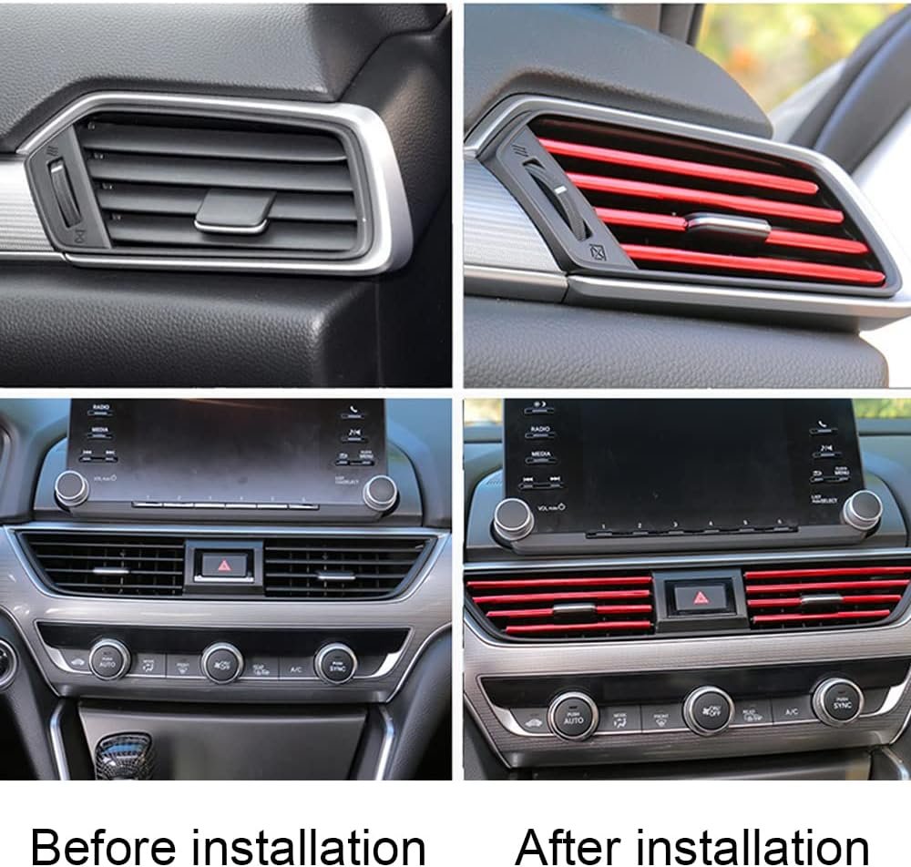 20pcs Car Air Conditioner Decoration Strip for Vent Outlet, 19.5CM Car Vent Trims, Suitable for Most Air Vent Outlet Car Interior Accessories (Red)