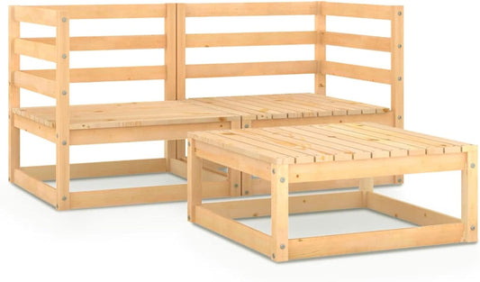 Homgoday Set Divani da Giardino 3 pz in Legno Massello di Pino, Lettini Prendisole, Divano Letto Mobili, Lettini da Giardino, Lettino da Piscina Esterno Piscina No