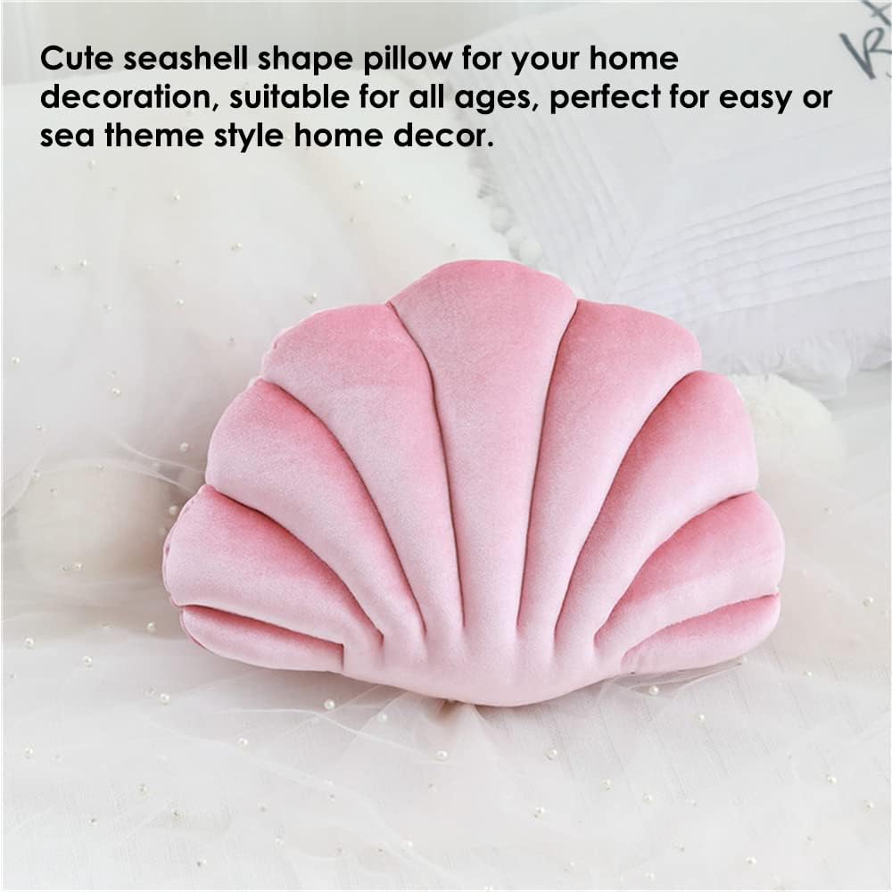 Patty Both Seashell Decorative Pillow Velvet Seashell Throw Pillow, Sea Shell Shaped Throw Pillow Decorative Pillows for Bed Couch Home Office Decor (Pink, Small(12.8 * 10in 0.3kg))