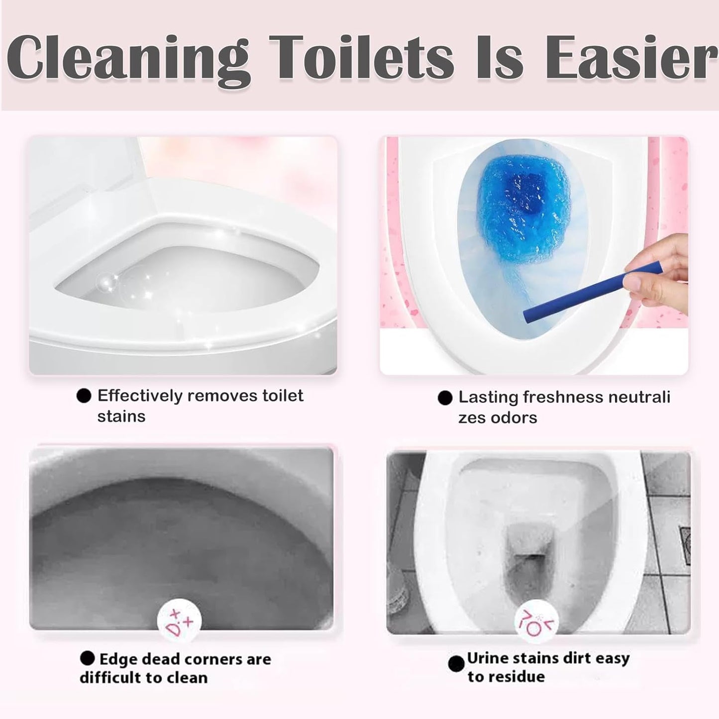 Sciasi Toilet Cleaning Sticks, Multifunctional Drop in Tank Cleaner, Deodorizing Toilet Cleaning Sticks, Easy to Use, Automatic Long Lasting Freshness, Essential Bathroom Deodorization (4Pcs)