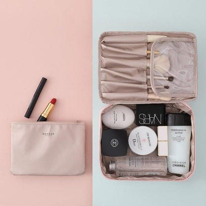 Aucuu Women Beauty Case Travel Cosmetic Organizer Travel Makeup Bag with Double Face Pocket Travel Toiletry Bag for Travel/Outdoor, #4 Green (M), M, Toiletry Bags