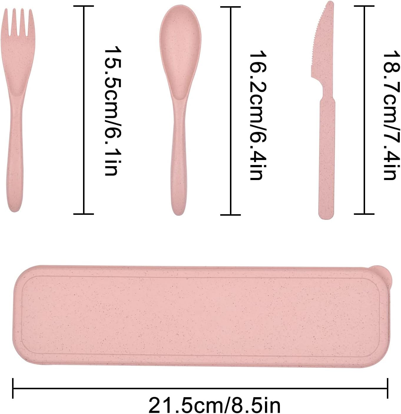 4 Pack Reusable Utensils Set with Case, Spoon Knife Fork Portable Cutlery Set, Eco Friendly Non-Toxin Reusable Travel Utensil Set for Adult Picnic Camping or Birthday