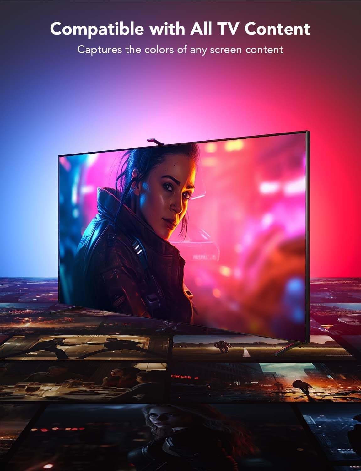 Govee Envisual TV LED Backlight T2 with Dual Cameras, 16.4ft RGBIC Wi-Fi TV LED Backlights for 75-85 inch TVs, Double Light Beads, for Home Decorations, Smart App Control, Music Sync