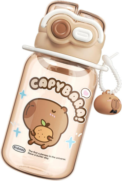 Atcdfuw Drinking Bottle,Adorable Capybaras Shape Water Bottle Double Drinking Cup for Various Age Suitable for Home Office Or Outdoor Activity