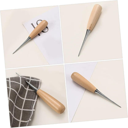 Tofficu 2Pcs Leather Awl Tool with Wooden Handle Ergonomic Grip Awl for Sewing Bookbinding and DIY Craft Projects Artisan Quality Leatherworking Essential