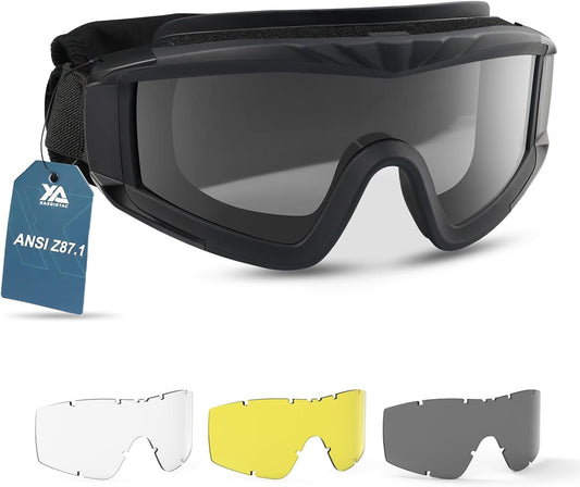 Xaegistac Airsoft Goggles Tactical Safety Goggles Anti Fog Glasses Hunting Cycling