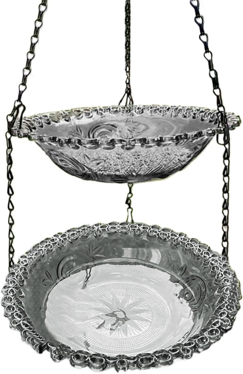 Mangiatoia per uccelli – Vasca per uccelli sospesa – Fontana per uccelli – Ciotola per bere e mangiare per uccelli – Accessorio per gabbia da appendere per giardino, cortile, terrazza, patio