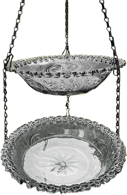 Mangiatoia per uccelli – Vasca per uccelli sospesa – Fontana per uccelli – Ciotola per bere e mangiare per uccelli – Accessorio per gabbia da appendere per giardino, cortile, terrazza, patio